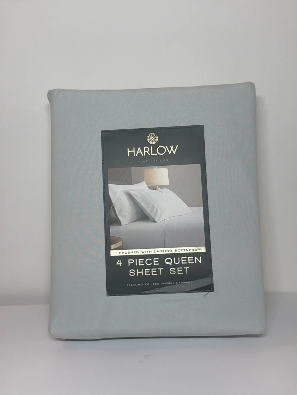 Harlow 4-Piece Queen Sheet Set - Light Gray